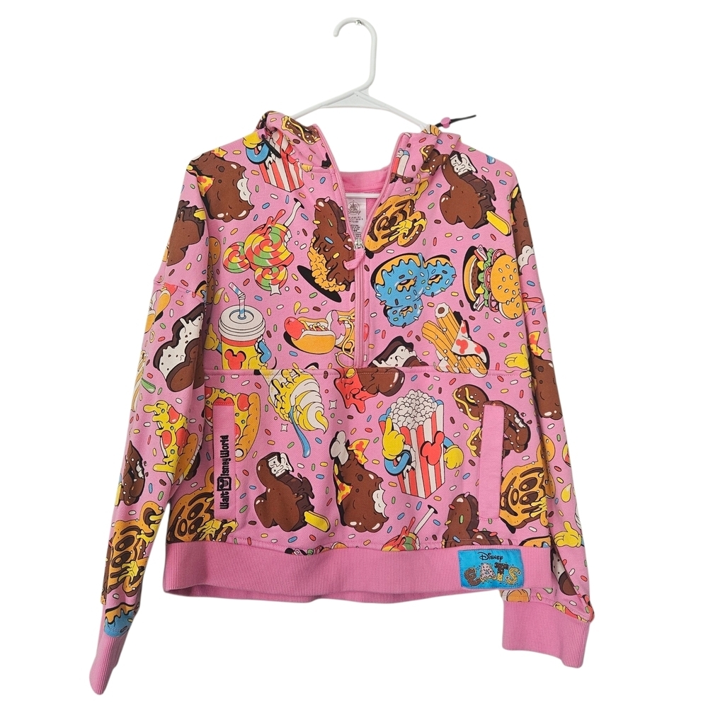 Disney Eats Snack Pink 1/2 zip Hoodie Size L